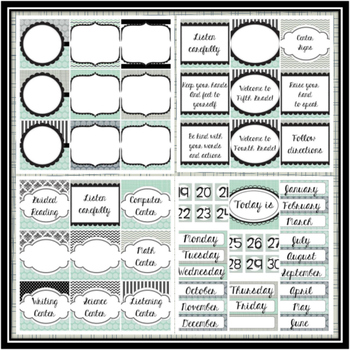 Neutral Colors : Black Gray Turquoise Classroom Decor - EDITABLE by ...