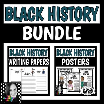 Preview of Black Heroes Bundle of Writing Papers and Posters with Fact Coloring Sheets