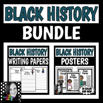 Black Heroes Bundle of Writing Papers and Posters with Fact Coloring Sheets