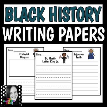 Preview of Black Heroes Themed Leveled Lined Writing Papers for Black History Month