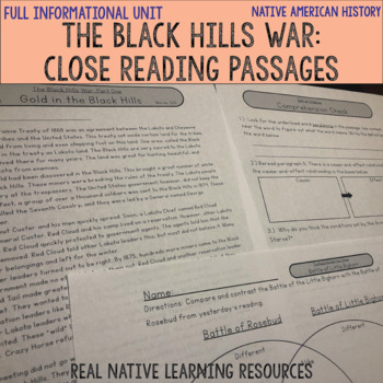 Preview of Native American History Unit: Black Hills War Close Reading and Assessment