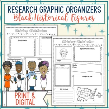 Preview of Black History Figures Biography Research Graphic Organizers Bundle