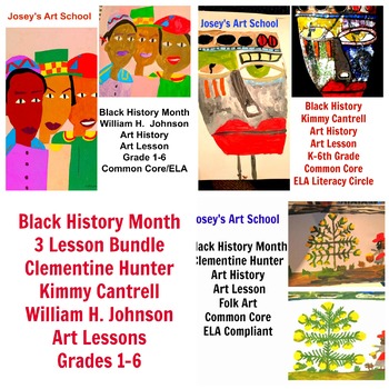 Preview of Black History 3 Lesson Bundle Hunter Cantrell Johnson Art Combo Common Core