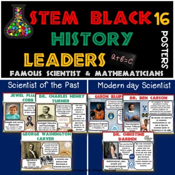 Preview of Black History African American STEM Leaders Scientist/ Math Posters | 16 Posters