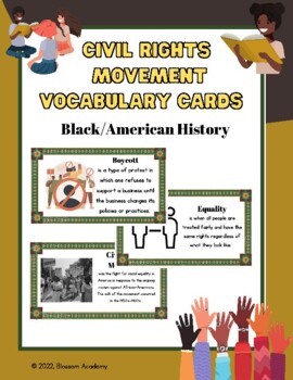 Preview of Black History & American Civil Rights Vocabulary Flashcards:Boost Social Studies