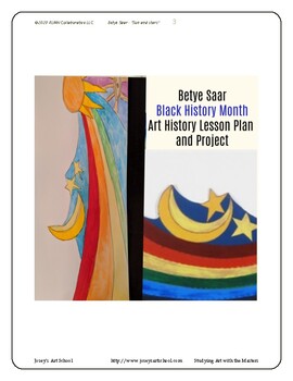 Preview of Black History Art Betye Saar Moon Stars K-6 Painting Lesson Common Core