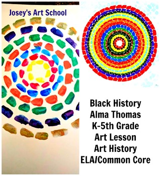 Preview of Black History Art Lesson Alma Thomas Grade K-5 Painting Lesson Common Core