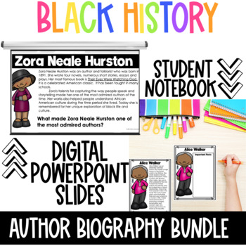 Preview of Black History BUNDLE Student Notebook Digital Slides | African American Authors