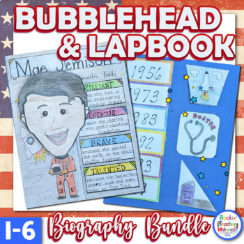 Preview of Black History Biography Bundle Using Bubbleheads, Character Traits, and Lapbooks