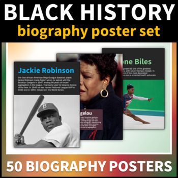 Preview of Black History Biography Posters | 50 Black History Month Bulletin Board Posters