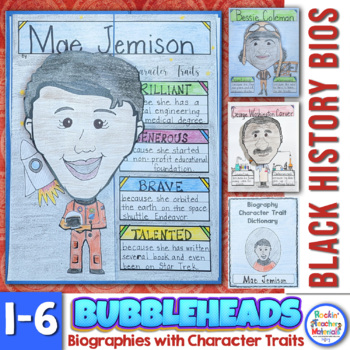 Preview of Black History Biography Research Bubbleheads Using Character Traits