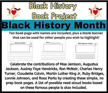 Black History Month Book Project by Teaching from the Heart 4 You