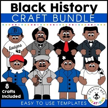 Preview of Black History Month Craft Bundle Activities Bulletin Board Art Research Projects