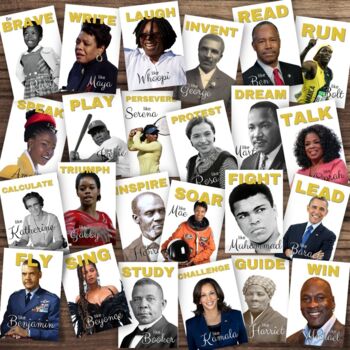 Preview of Black History - COLORFUL MOTIVATIONS - African American Persons Posters / Cards