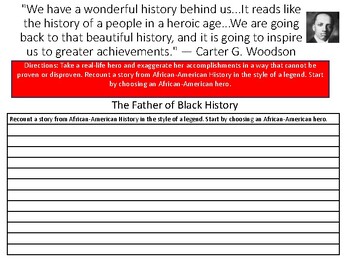 Preview of Black History Carter G. Woodson Father of Black History 2 Prompts with Examples