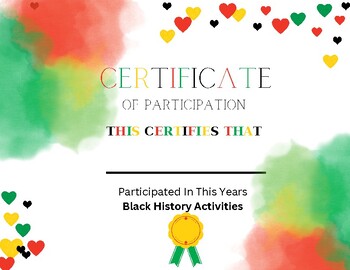 Preview of Black History Certificates of Participation/Achievement