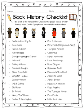 Black History Checklist By Read Like A Rockstar Tpt