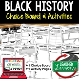 Black History Month Activities, Choice Board, Print and Di