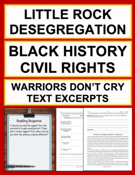 Preview of Black History Civil Rights Reading Comprehension with Warriors Don't Cry Excerpt
