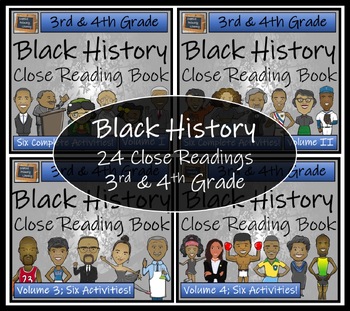Preview of Black History Close Reading Comprehension Books 1 to 4 | 3rd Grade & 4th Grade