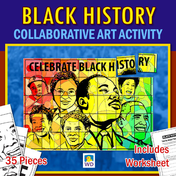 Preview of Black History Collaborative Art Activity - Black History Month Craft