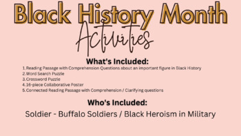Preview of Black History Collaborative Reading and Poster - Buffalo Soldiers