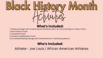 Preview of Black History Collaborative Reading and Poster - Joe Louis