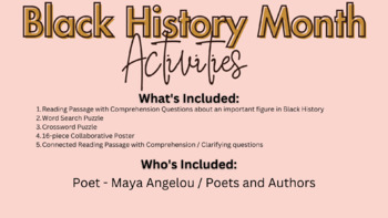 Preview of Black History Collaborative Reading and Poster - Maya Angelou