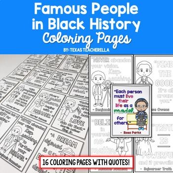 Preview of Black History Coloring Pages with Quotes Activity