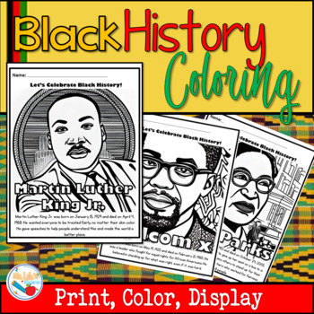 Black History Coloring: features 15 influential Black Leaders and Short ...