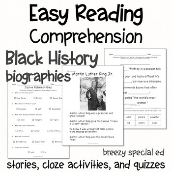 Preview of Black History - Easy Reading Comprehension for Special Education