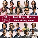 Black History Figures - 50 Portrait Cliparts for Black His