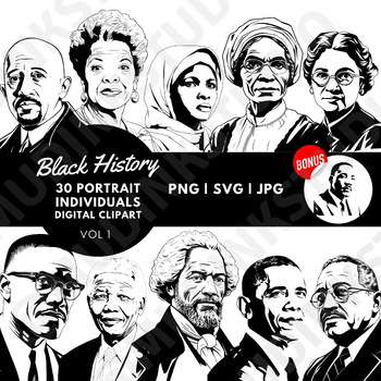 Preview of Black History Figures / Martin Luther King Jr. / Digital Download / Clipart, Svg