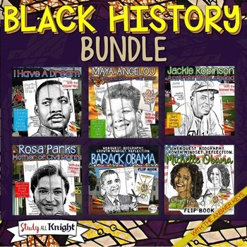 Preview of Black History Month Activities, Biographies, Webquests, Growth Mindset Bundle