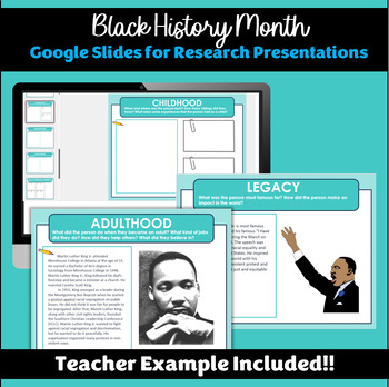 Preview of Black History Google Slides for Research Presentation Project: Digital Templates