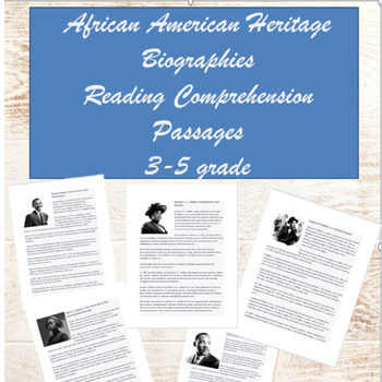 Preview of Black History Heritage Month, Reading Comprehension, Grades 3-5,