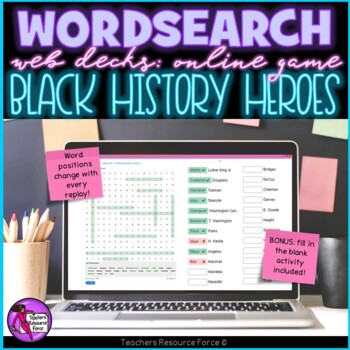 Preview of Black History Heroes Digital Word Search online game digital resources