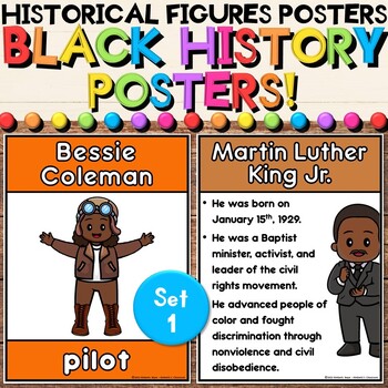 Preview of Black History Month Leaders Social Studies Posters with Facts & Quotes - Set 1
