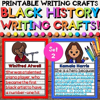 Preview of Black History Leaders Writing Crafts with Prompts & Biography Sheets - Set 2