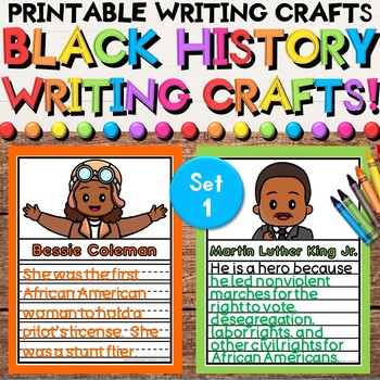 Preview of Black History Leaders Writing Crafts with Prompts & Biography Sheets - Set 1