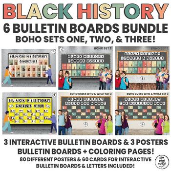 Preview of Black History Interactive Bulletin Boards and Posters BOHO SETS BUNDLE