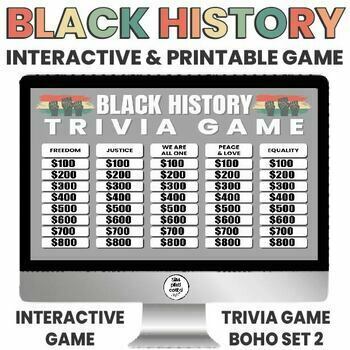 Preview of Black History | Interactive Game | Trivia | Digital and Printable | BOHO SET 2