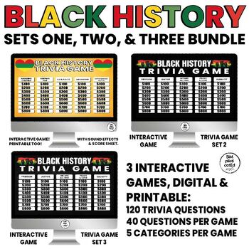 Preview of Black History Interactive Games | Trivia | Printable and Digital | SETS BUNDLE