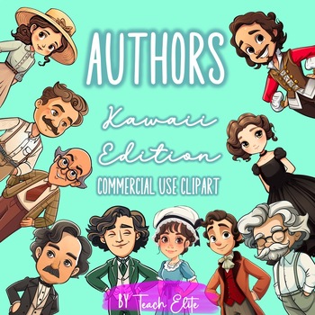 Preview of Authors, Literary Greats Clipart, Kawaii Famous People World History