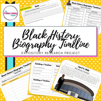 Preview of Black History Leaders Biography Timelines Research Project