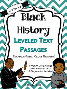 Preview of Black History Leveled Text Passages - Evidence Based Close Reading!