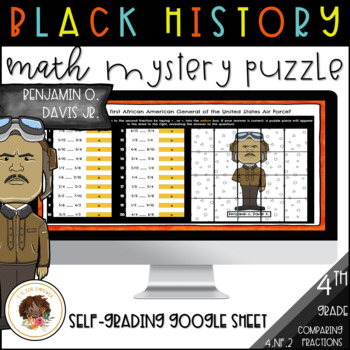 Preview of Black History Math Mystery Puzzle-Benjamin O. Davis Jr.-Compare Fractions 4.NF.2