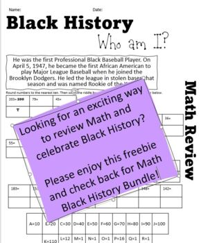 Preview of Black History Math Rounding Review