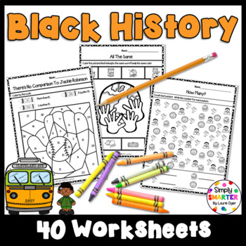 black history themed kindergarten math and literacy worksheets and activities