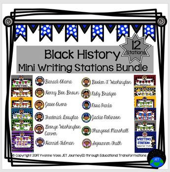 Preview of Black History Mini Writing Stations Bundle
